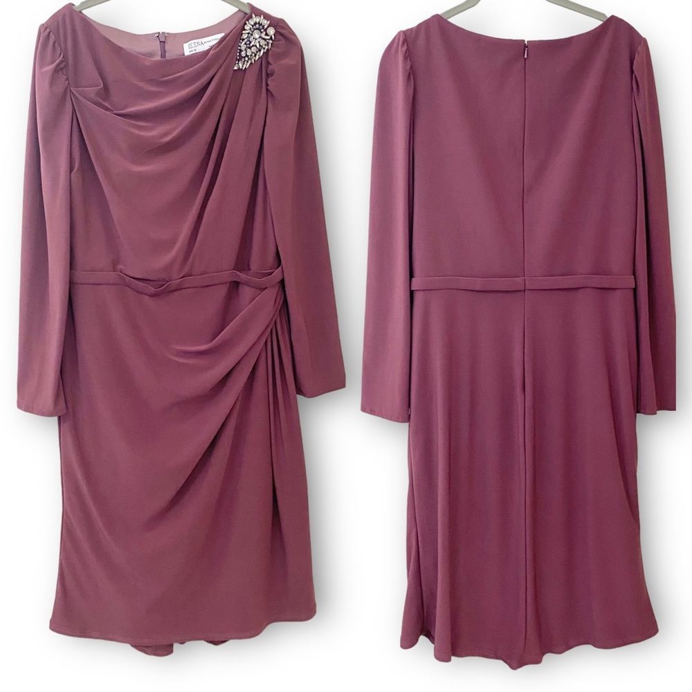 Ieena for Mac Duggal Rhinestone Shoulder Midi Dress - US 10